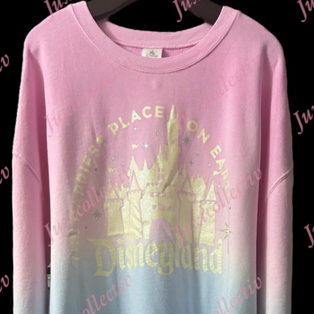 NWT Disneyland The Happiest Place on Earth Castle Pink Blue Sweatshirt